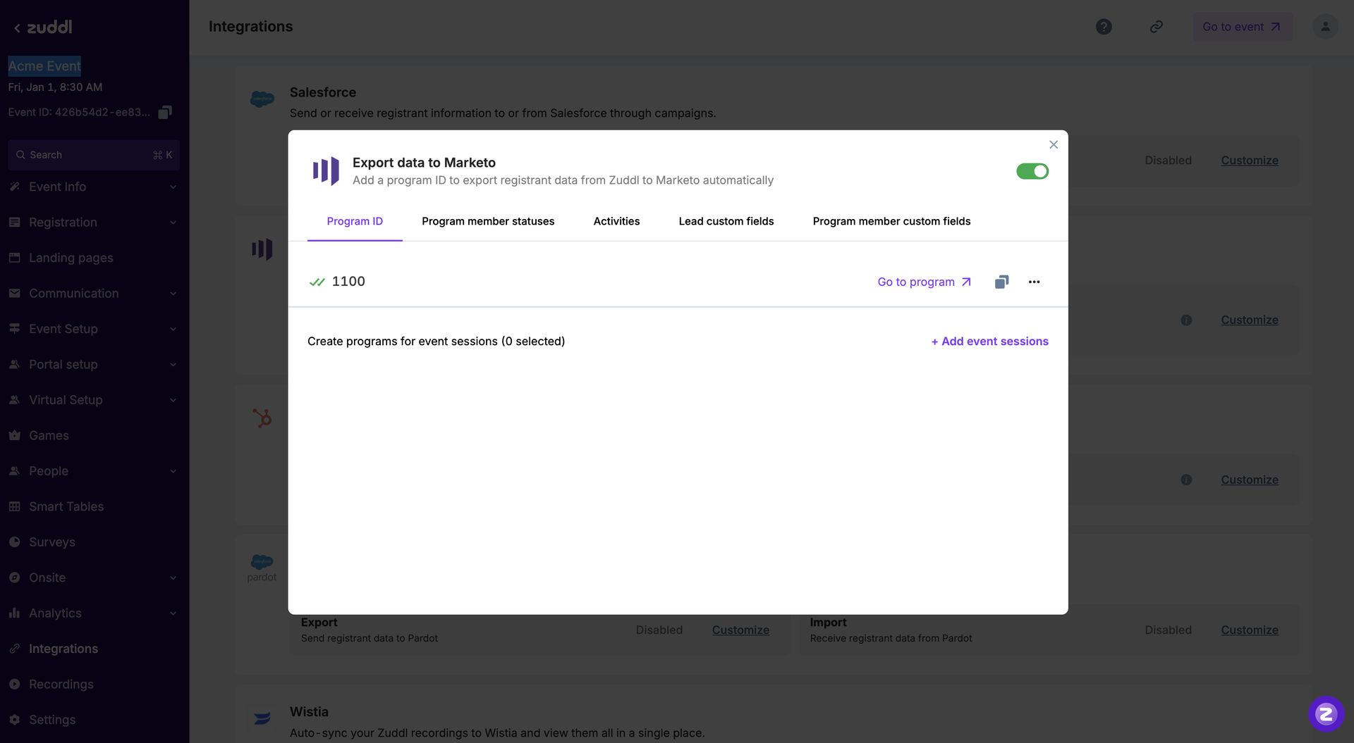 Create programs for event sessions on the Program ID tab Create programs for event sessions on the Program ID tab