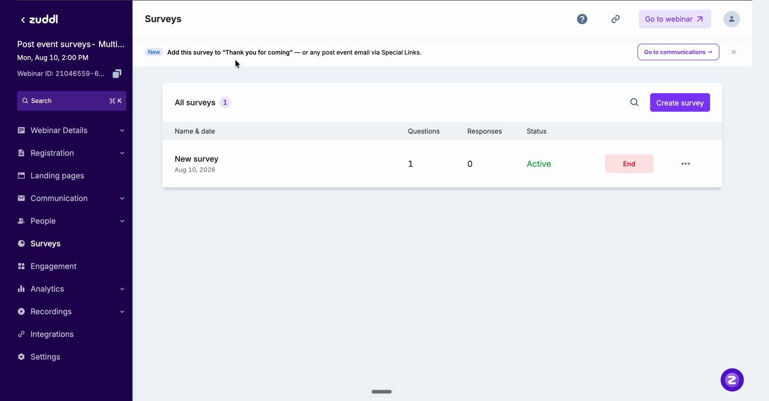 Banner offering both the one-click path and Special Links