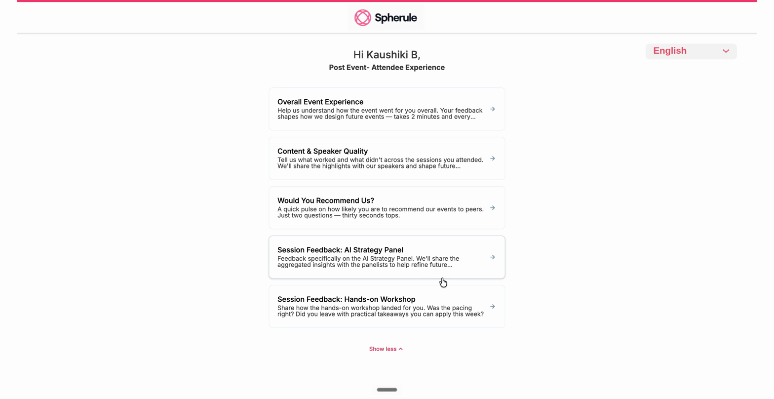Attendee survey list