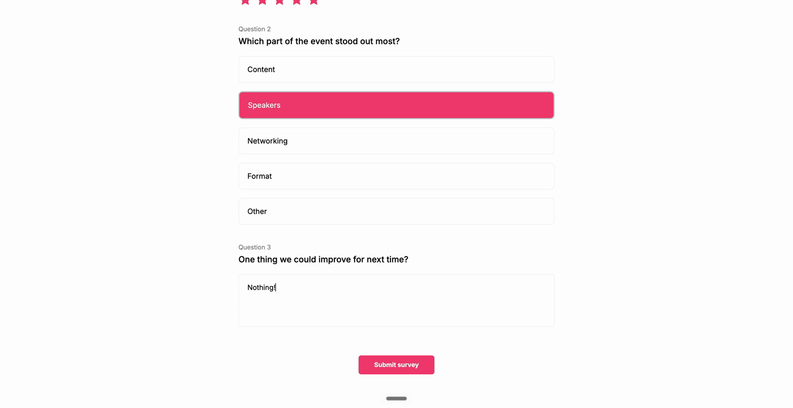Submit survey button at the bottom of the survey