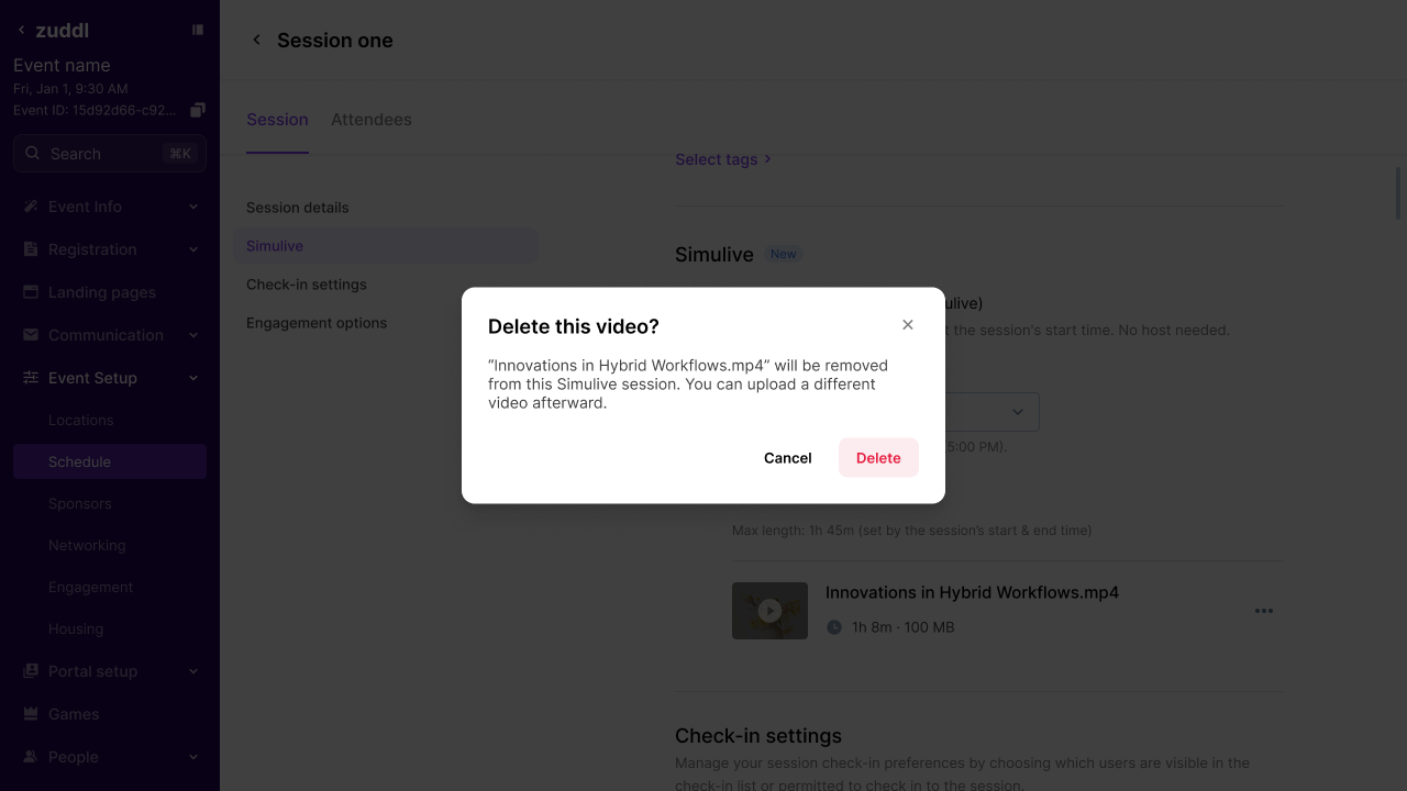 Delete this video confirmation dialog Delete this video confirmation dialog