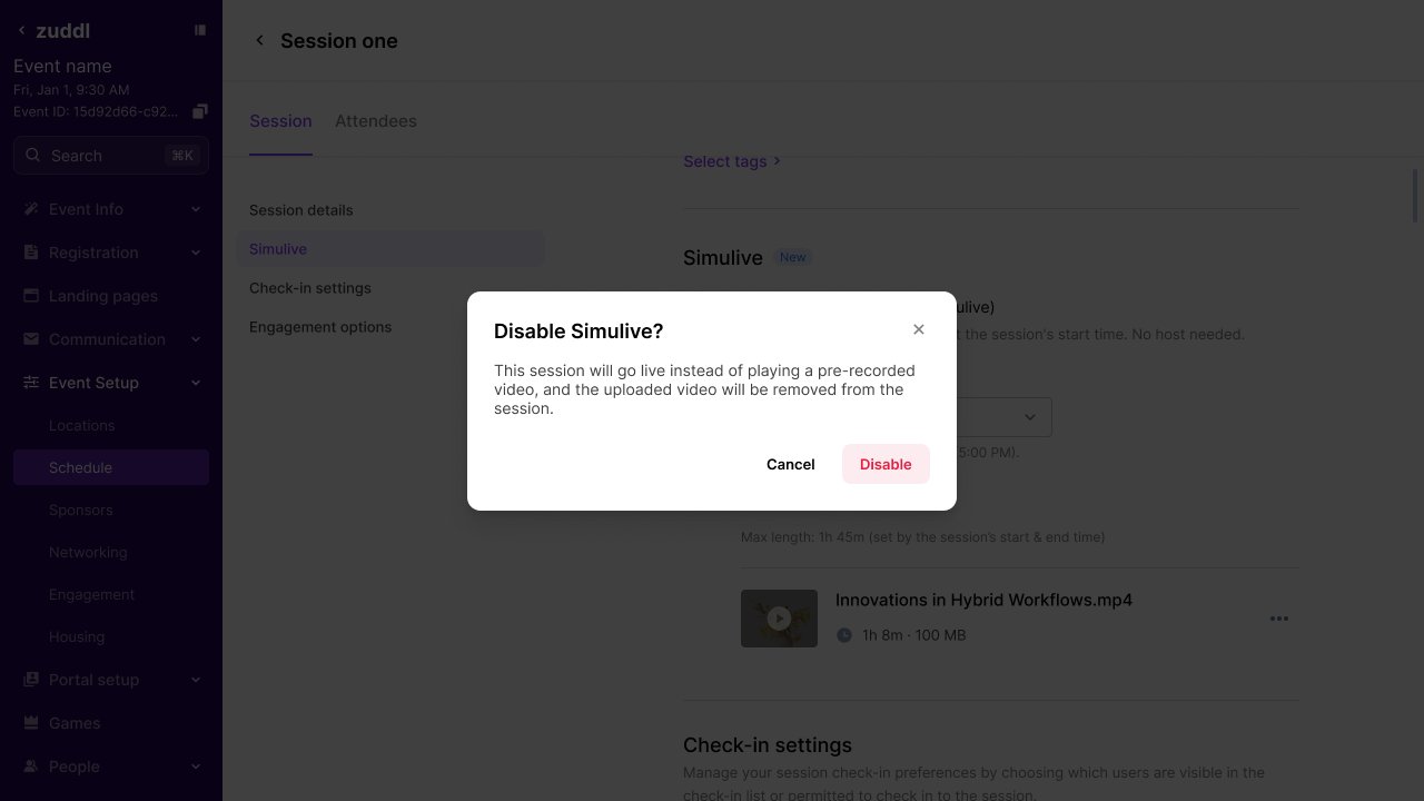 Disable Simulive confirmation dialog Disable Simulive confirmation dialog