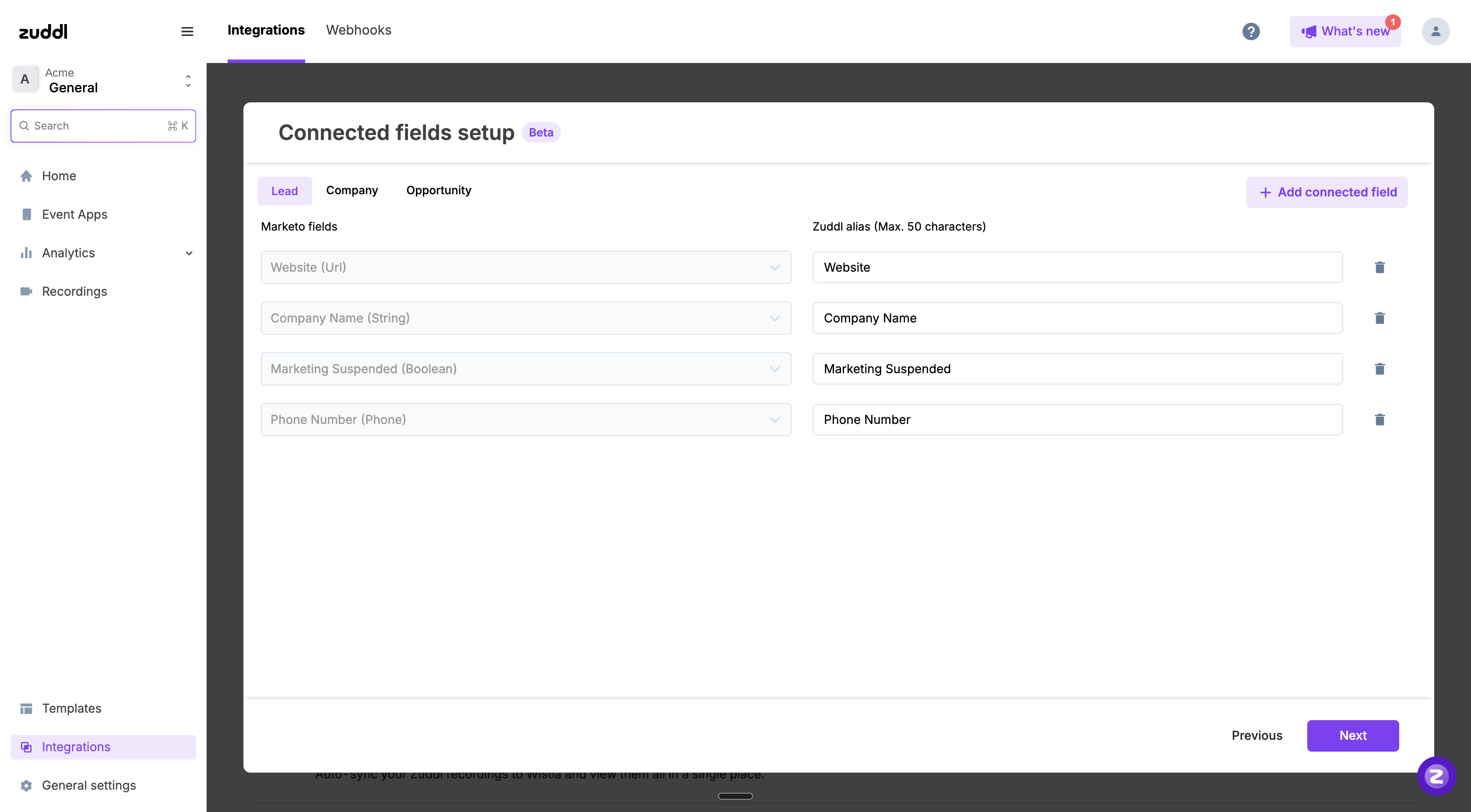 Connected fields setup in Marketo