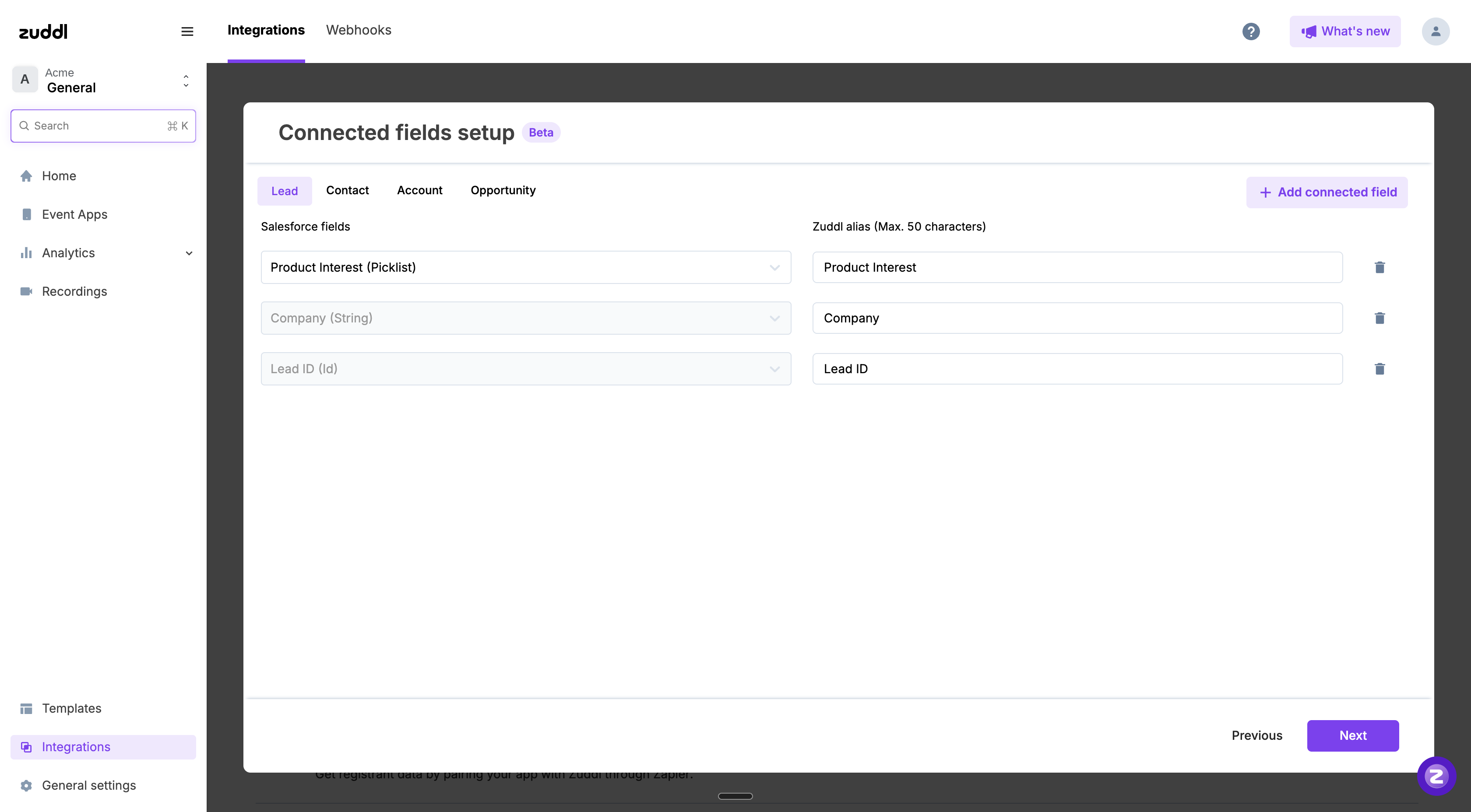 Connected fields setup in Salesforce