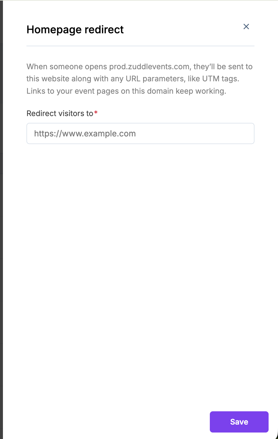 Homepage redirect panel Homepage redirect panel